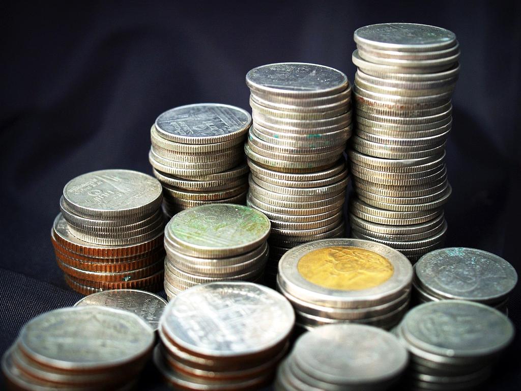 Currency exchange concept with banknotes and coins